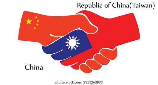 Design shake hands. Concept China and Taiwan the borth country a good contact, business, travel, transport and technology.