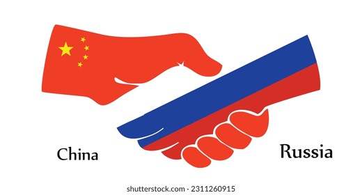 Design shake hands. Concept China and Russia the borth country a good contact, business, travel, transport and technology.