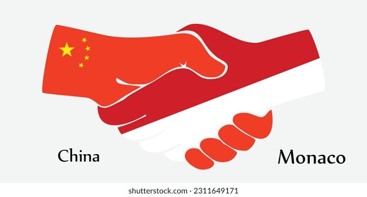 Design shake hands. Concept China and Monaco the borth country a good contact, business, travel, transport and technology.