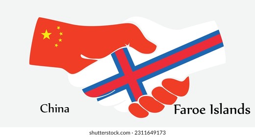 Design shake hands. Concept China and Faroe Islands the borth country a good contact, business, travel, transport and technology.