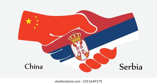 Design shake hands. Concept China and Serbia the borth country a good contact, business, travel, transport and technology.