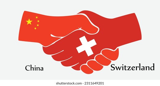 Design shake hands. Concept China and Switzerland the borth country a good contact, business, travel, transport and technology.
