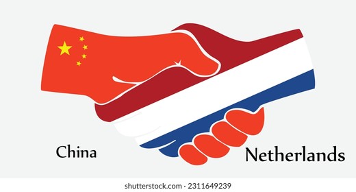 Design shake hands. Concept China and Netherlands the borth country a good contact, business, travel, transport and technology.