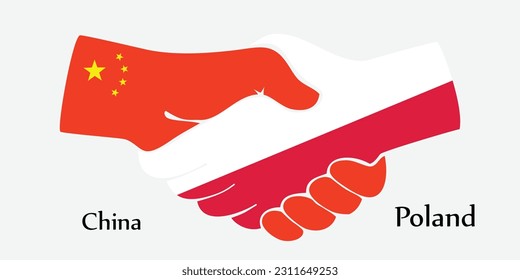 Design shake hands. Concept China and Poland the borth country a good contact, business, travel, transport and technology.