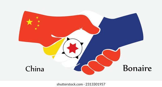 El diseño da la mano. Concepto de China y Bonaire el país del nacimiento un buen contacto, negocios, viajes, transporte y tecnología.