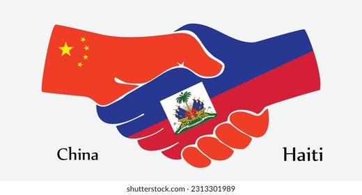 Design shake hands. Concept China and Haiti the borth country a good contact, business, travel, transport and technology.