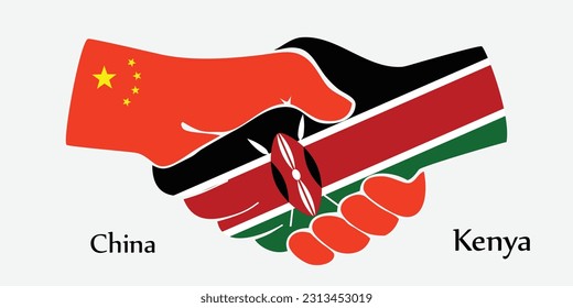 Design shake hands. Concept China and Kenya the borth country a good contact, business, travel, transport and technology.