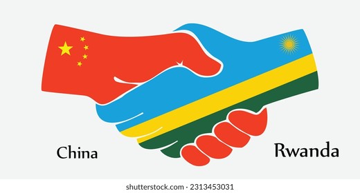 Design shake hands. Concept China and Rwanda the borth country a good contact, business, travel, transport and technology.