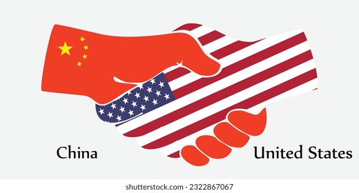 Design shake hands. Concept China and United States the borth country a good contact, business, travel, transport and technology.