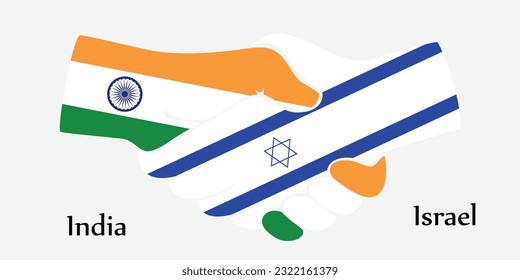 Design shake hands. Concept India and Israel the borth country a good contact, business, travel, transport and technology.