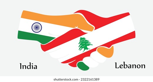 Design shake hands. Concept India and Lebanon the borth country a good contact, business, travel, transport and technology.