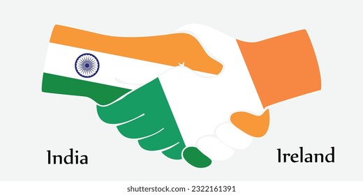 Design shake hands. Concept India and Ireland the borth country a good contact, business, travel, transport and technology.
