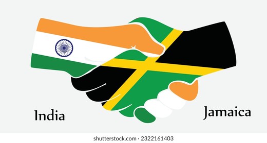 Design shake hands. Concept India and Jamaica the borth country a good contact, business, travel, transport and technology.