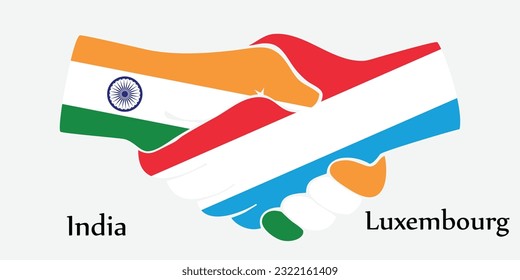 Design shake hands. Concept India and Luxembourg the borth country a good contact, business, travel, transport and technology.