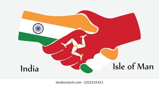 El diseño da la mano. Concepto India e Isla de Man el país del nacimiento un buen contacto, negocios, viajes, transporte y tecnología.
