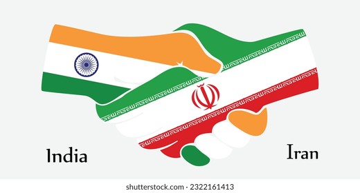 Design shake hands. Concept India and Iran the borth country a good contact, business, travel, transport and technology.