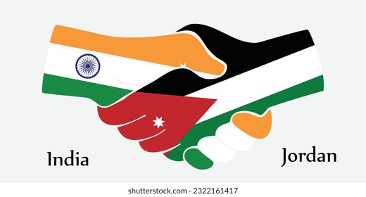 Design shake hands. Concept India and Jordan the borth country a good contact, business, travel, transport and technology.