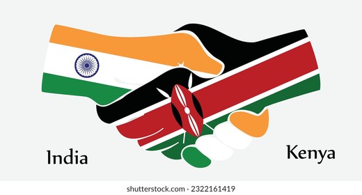 Design shake hands. Concept India and Kenya the borth country a good contact, business, travel, transport and technology.