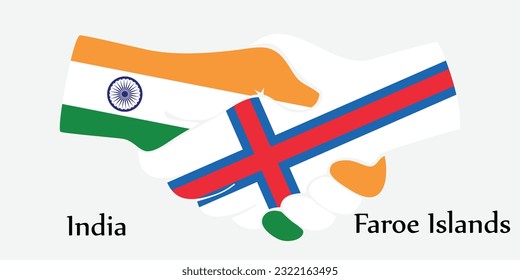 Design shake hands. Concept India and Faroe Islands the borth country a good contact, business, travel, transport and technology.