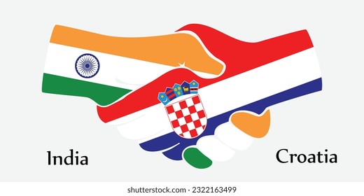 Design shake hands. Concept India and Croatia the borth country a good contact, business, travel, transport and technology.