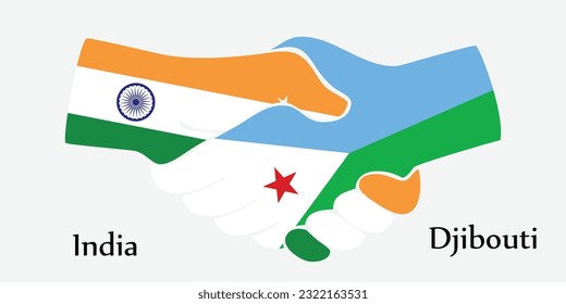 Design shake hands. Concept India and Djibouti the borth country a good contact, business, travel, transport and technology.