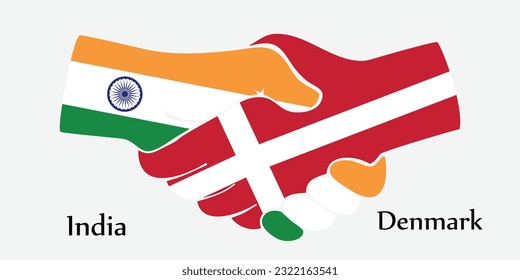 Design shake hands. Concept India and Denmark the borth country a good contact, business, travel, transport and technology.