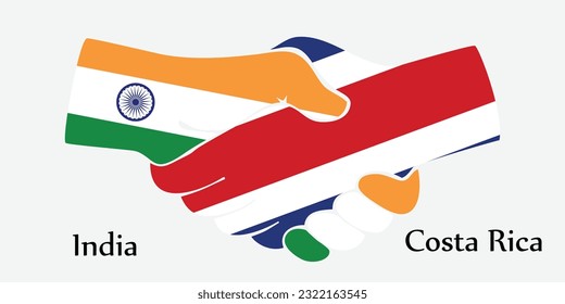 Design shake hands. Concept India and Costa Rica the borth country a good contact, business, travel, transport and technology.