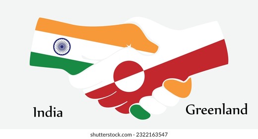 Design shake hands. Concept India and Greenland the borth country a good contact, business, travel, transport and technology.