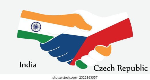 Design shake hands. Concept India and Czech Republic the borth country a good contact, business, travel, transport and technology.