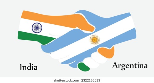 Design shake hands. Concept India and Argentina the borth country a good contact, business, travel, transport and technology.