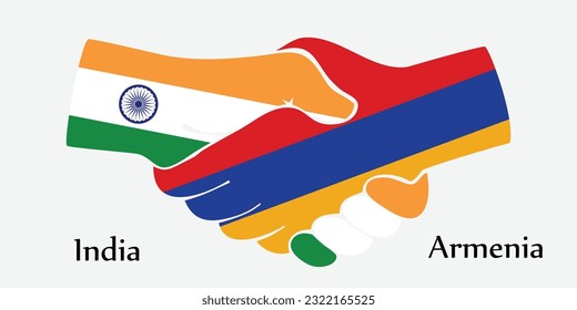 Design shake hands. Concept India and Armenia the borth country a good contact, business, travel, transport and technology.