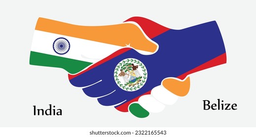 Design shake hands. Concept India and Belize the borth country a good contact, business, travel, transport and technology.