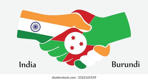 El diseño da la mano. Concepto India y Burundi como país del nacimiento un buen contacto, negocios, viajes, transporte y tecnología.