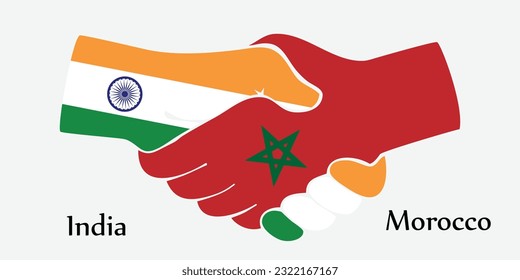 Design shake hands. Concept India and Morocco the borth country a good contact, business, travel, transport and technology.