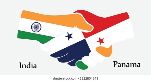 Design shake hands. Concept India and Panama the borth country a good contact, business, travel, transport and technology.