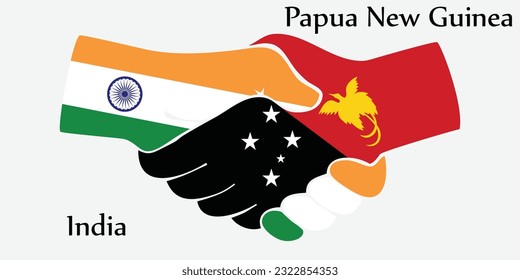 Design shake hands. Concept India and Papua New Guinea the borth country a good contact, business, travel, transport and technology.