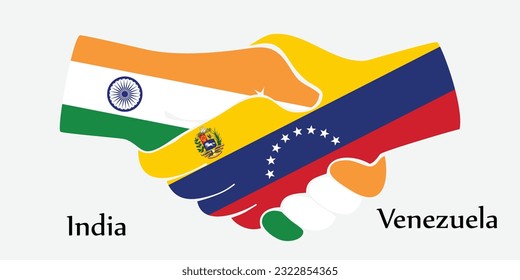 Design shake hands. Concept India and Venezuela the borth country a good contact, business, travel, transport and technology.