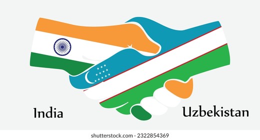 Design shake hands. Concept India and Uzbekistan the borth country a good contact, business, travel, transport and technology.