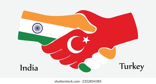 Design shake hands. Concept India and Turkey the borth country a good contact, business, travel, transport and technology.