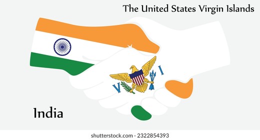 Design shake hands. Concept India and the United States Virgin Islands the borth country a good contact, business, travel, transport and technology.