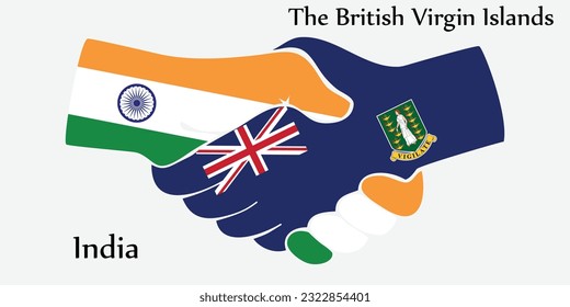El diseño da la mano. Concepción de la India y de las Islas Vírgenes Británicas en el país del nacimiento: un buen contacto, negocios, viajes, transporte y tecnología.