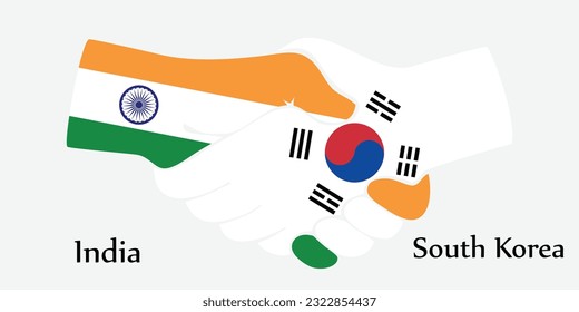 Design shake hands. Concept India and South korea the borth country a good contact, business, travel, transport and technology.