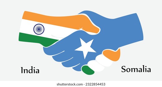 El diseño da la mano. Concepto India y Somalia el país del nacimiento como un buen contacto, negocios, viajes, transporte y tecnología.