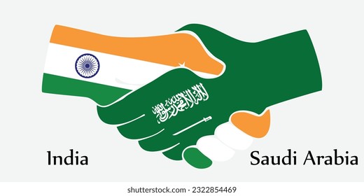 Design shake hands. Concept India and Saudi Arabia the borth country a good contact, business, travel, transport and technology.