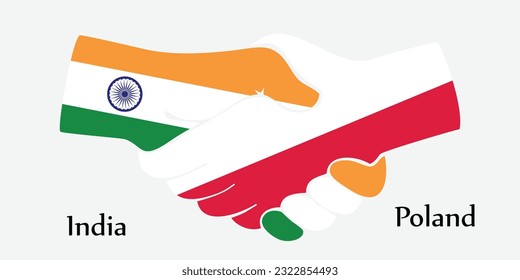 Design shake hands. Concept India and Poland the borth country a good contact, business, travel, transport and technology.