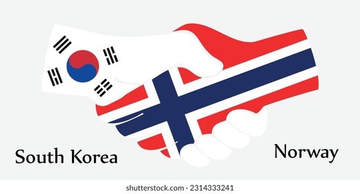 Design shake hands. Concept South Korea and Norway the borth country a good contact, business, travel, transport and technology.