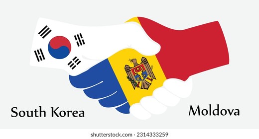 Design shake hands. Concept South Korea and Moldova the borth country a good contact, business, travel, transport and technology.