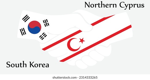 Design shake hands. Concept South Korea and Northern Cyprus the borth country a good contact, business, travel, transport and technology.