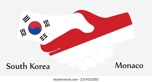 Design shake hands. Concept South Korea and Monaco the borth country a good contact, business, travel, transport and technology.