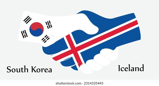 Design shake hands. Concept South Korea and Iceland the borth country a good contact, business, travel, transport and technology.